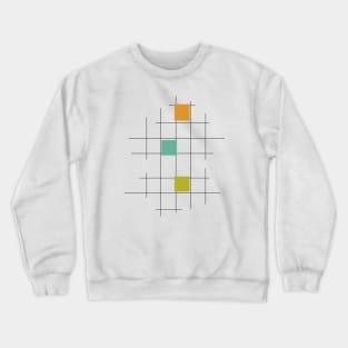 Turquise Green and Orange Squares and Lines Crewneck Sweatshirt